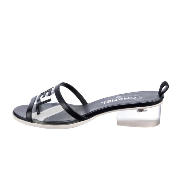 Chanel PVC Mule Slides 2019 Collection by Karl Lagerfeld Black & Clear - Picture 4 of 7